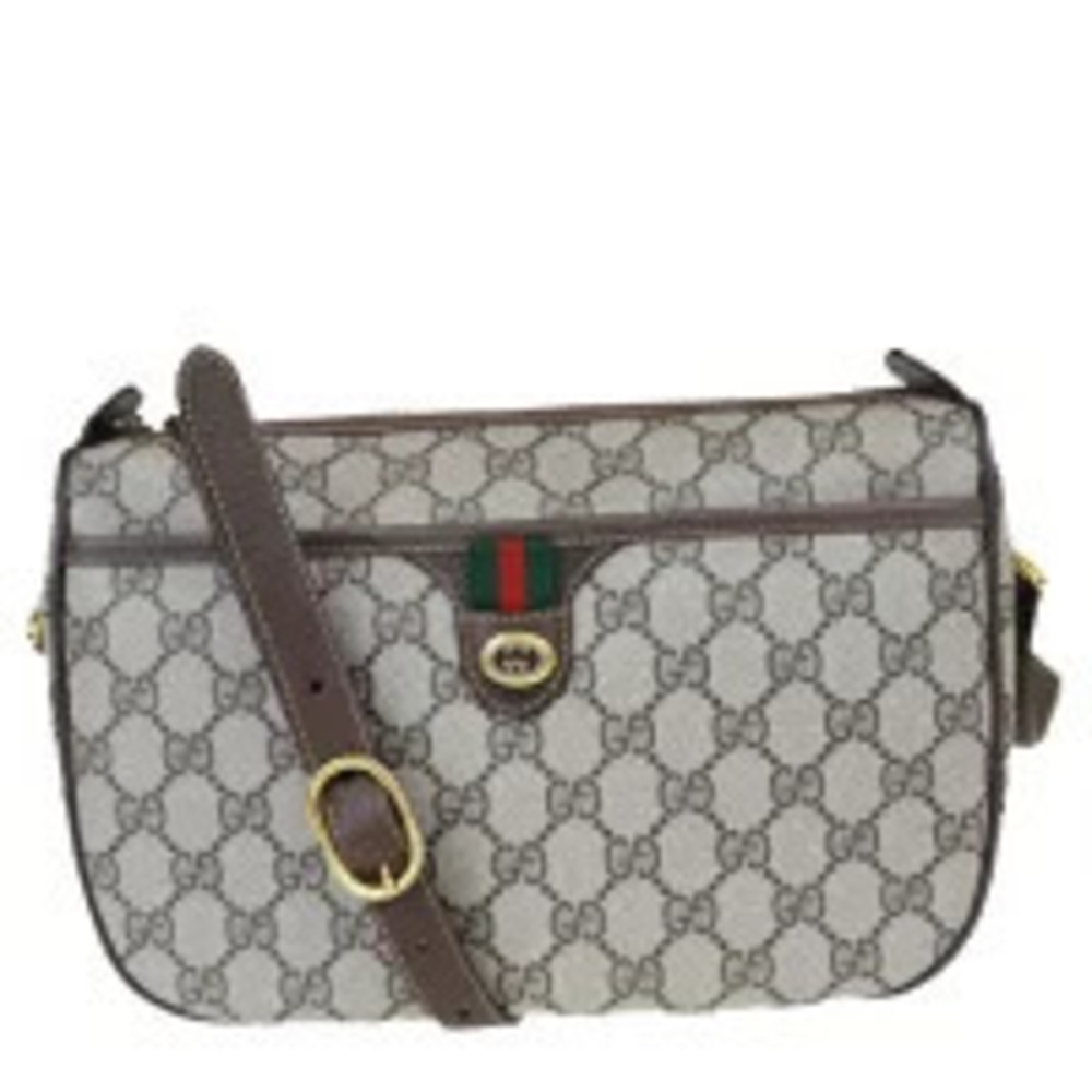 Gucci Sherry Shoulder Bag Interlocking GG Brown Green Red Leather